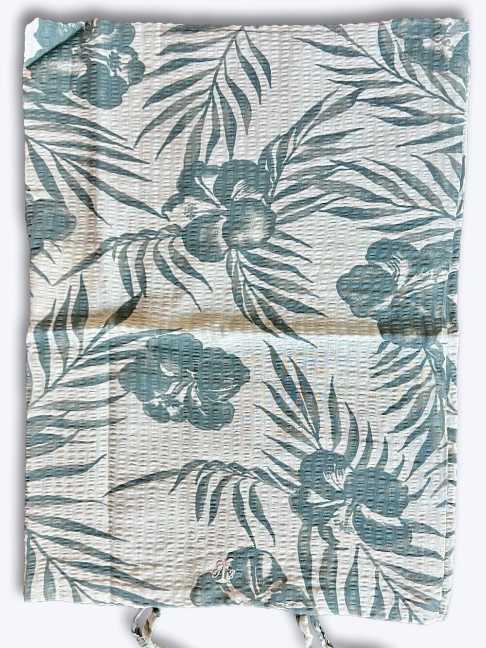 Vtg Tommy Bahama Green Tropical Palm Seersucker Pillow Sham Cotton Voile Italy